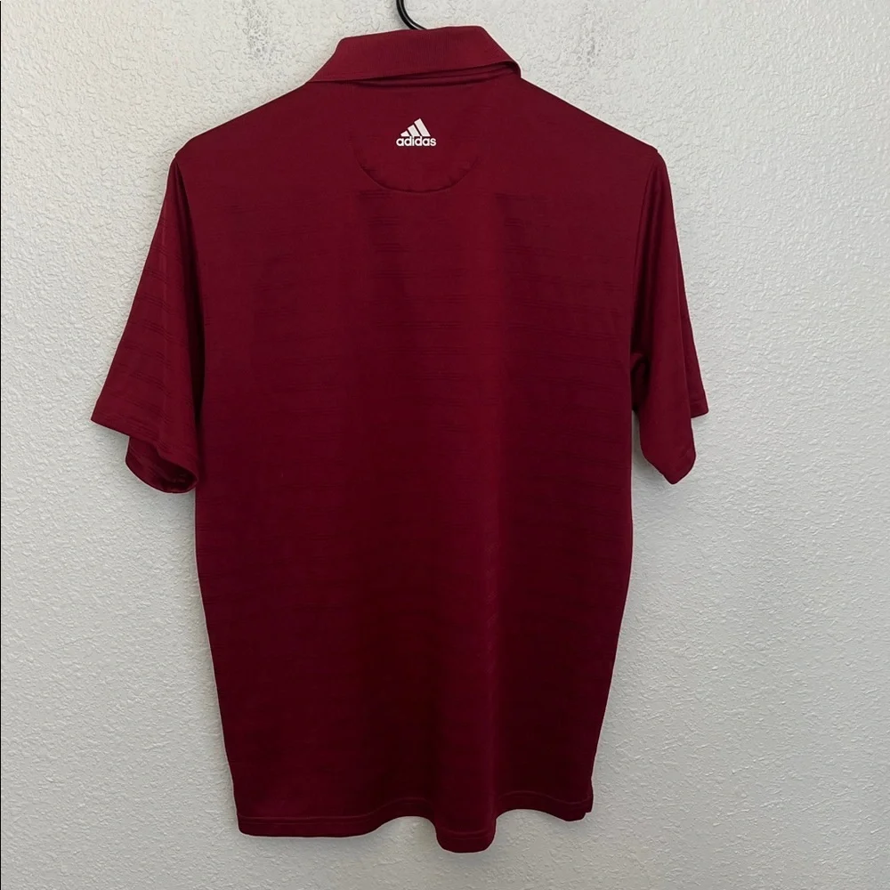 Adidas Athleisure Polo Burgundy Stripe Size Small